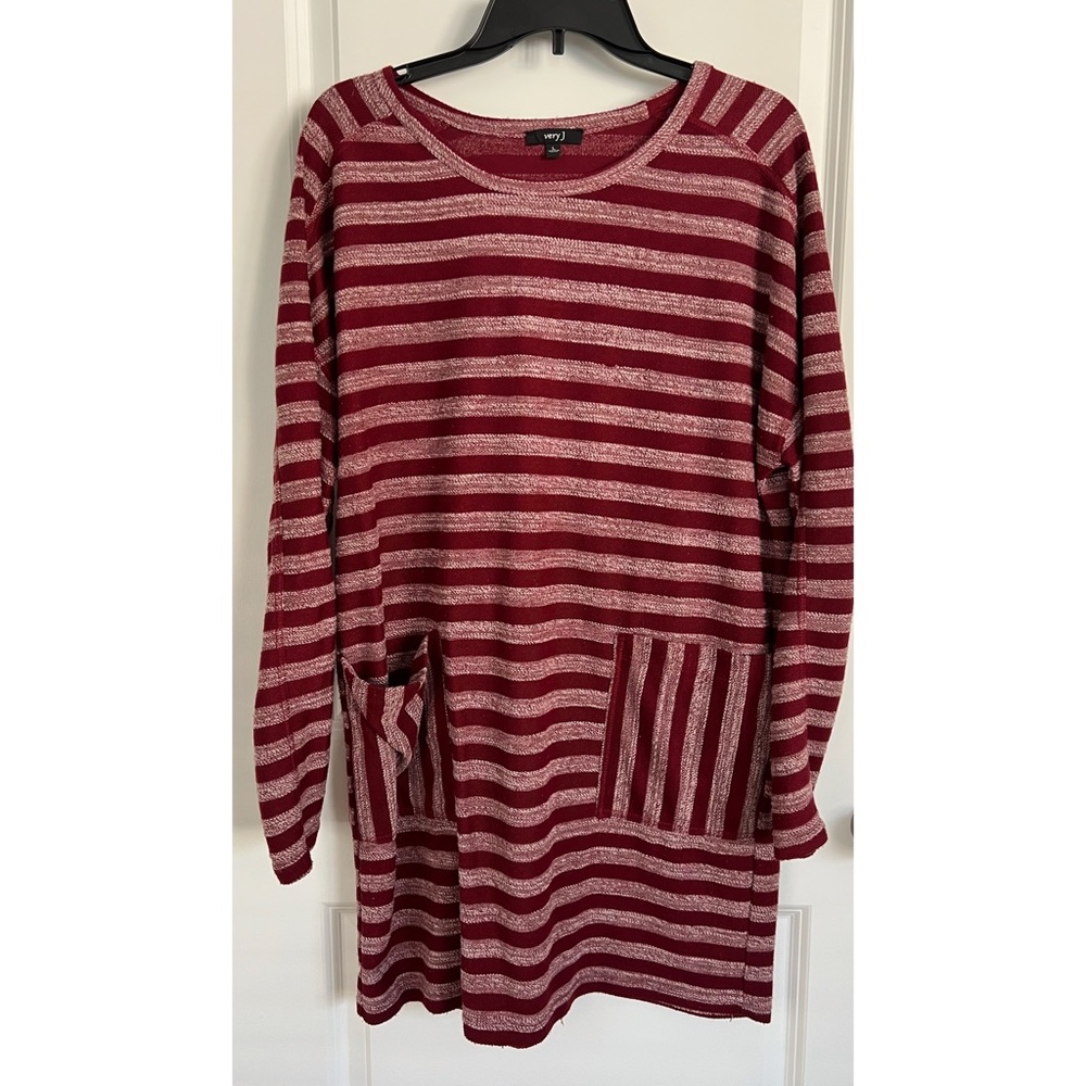 Very J Longsleeve Tunic Dress w/ Front Pockets Sz Large Like New